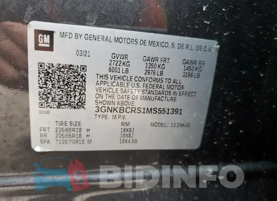 3GNKBCRS1MS551391 Photo# 13