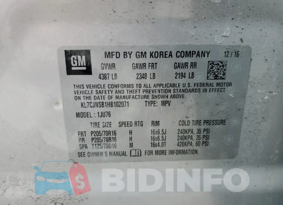 KL7CJNSB1HB102071 Photo# 14