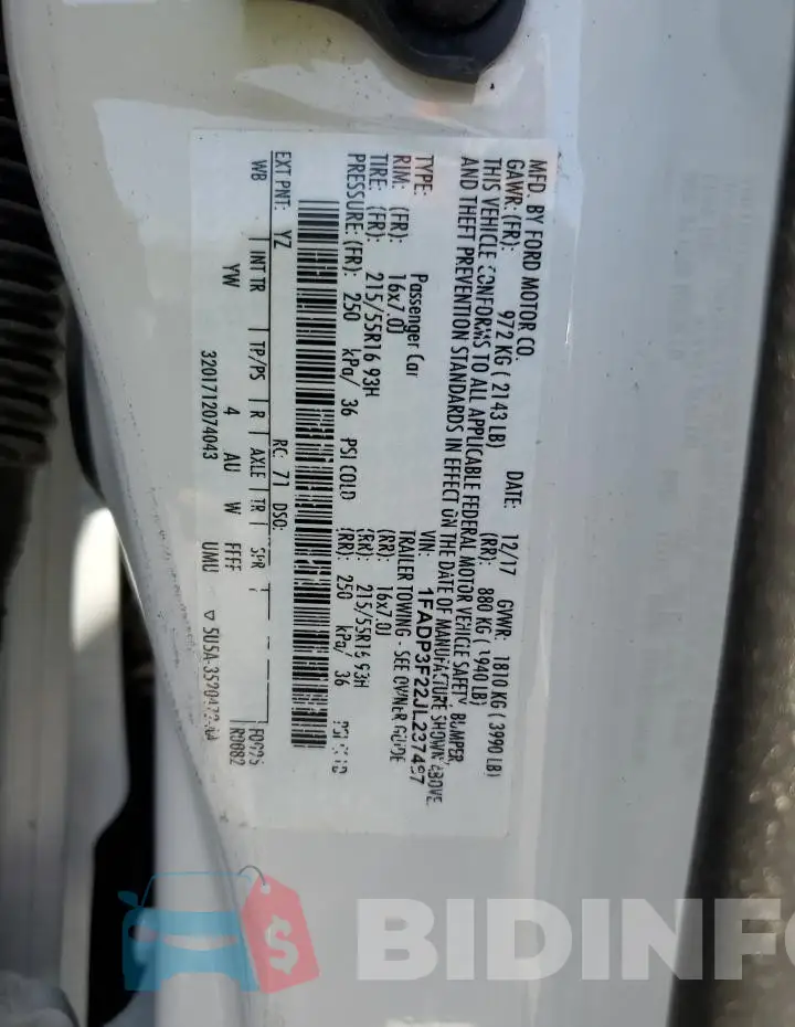 1FADP3F22JL237487 Photo# 12