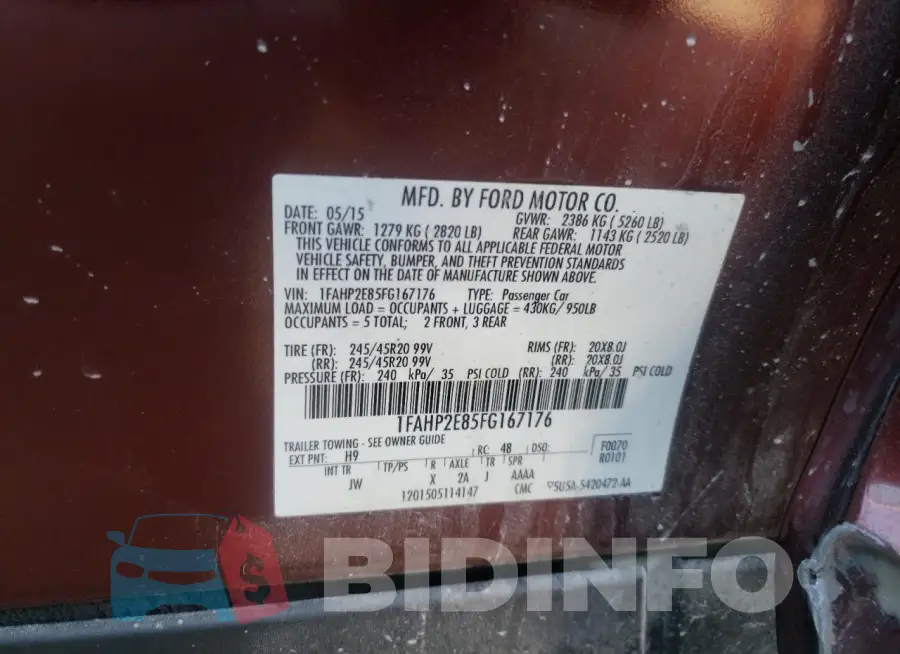 1FAHP2E85FG167176 Photo# 12
