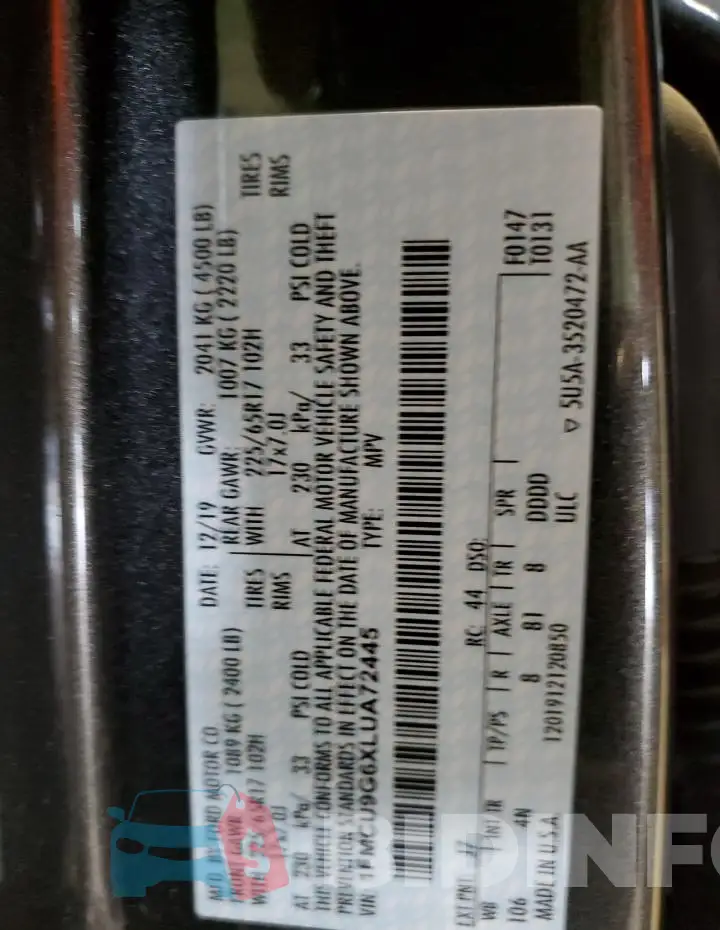1FMCU9G6XLUA72445 Photo# 13