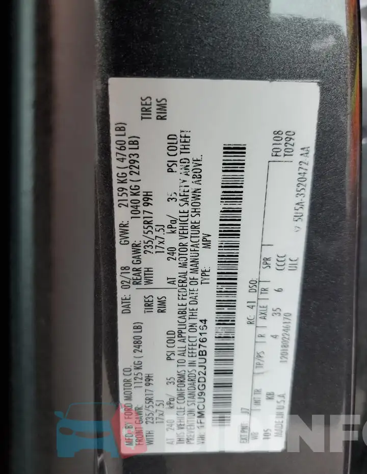 1FMCU9GD2JUB76164 Photo# 12