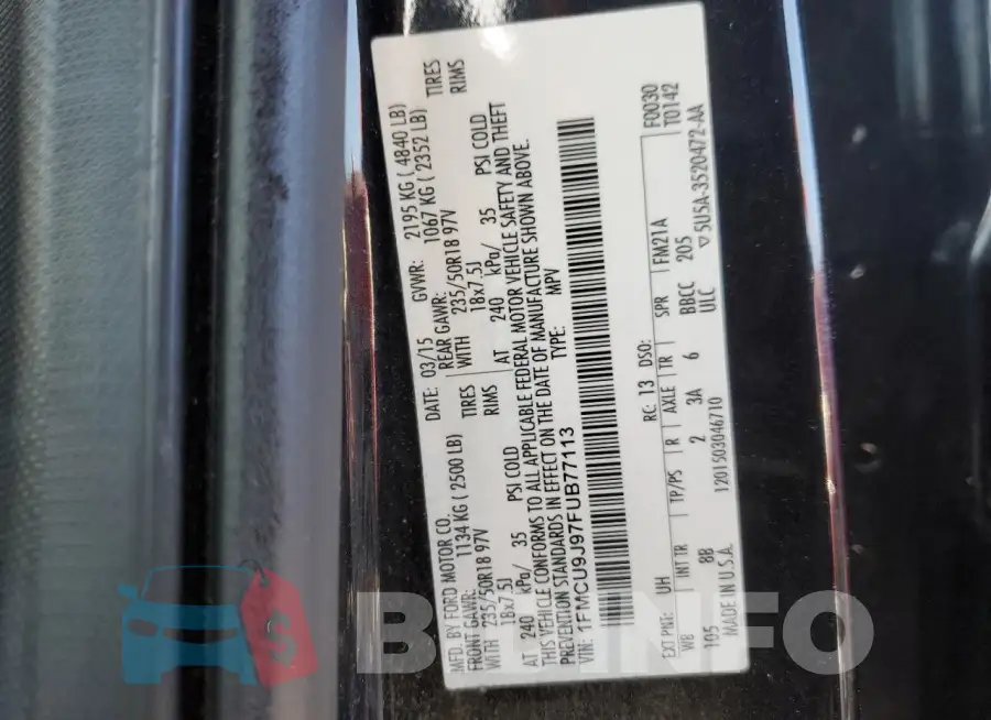 1FMCU9J97FUB77113 Photo# 13
