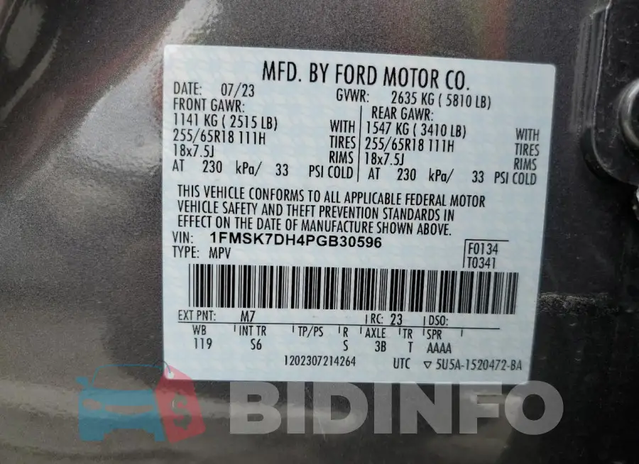 1FMSK7DH4PGB30596 Photo# 13