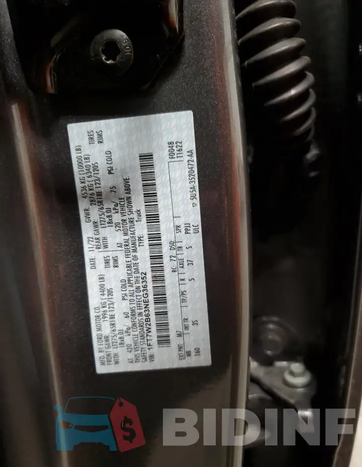1FT7W2B63NEG36352 Photo# 12