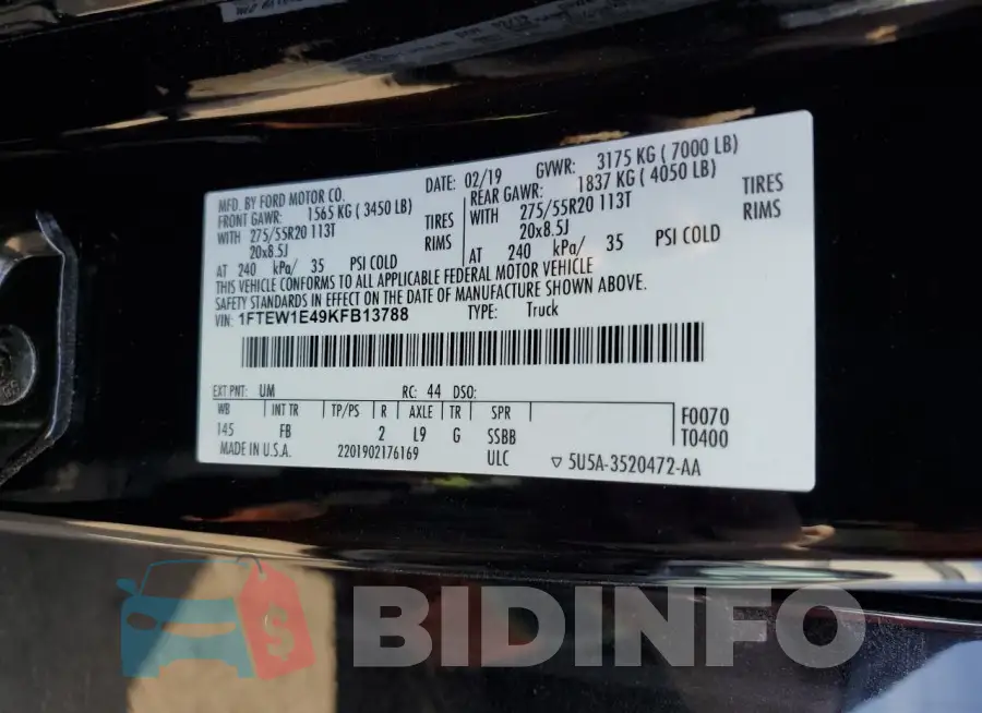 1FTEW1E49KFB13788 Photo# 12