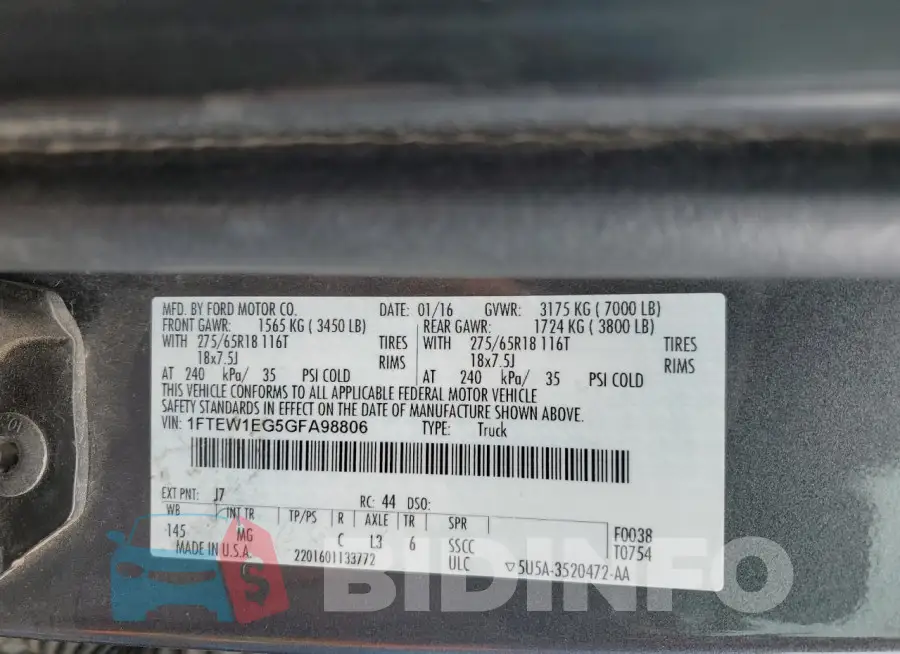 1FTEW1EG5GFA98806 Photo# 12