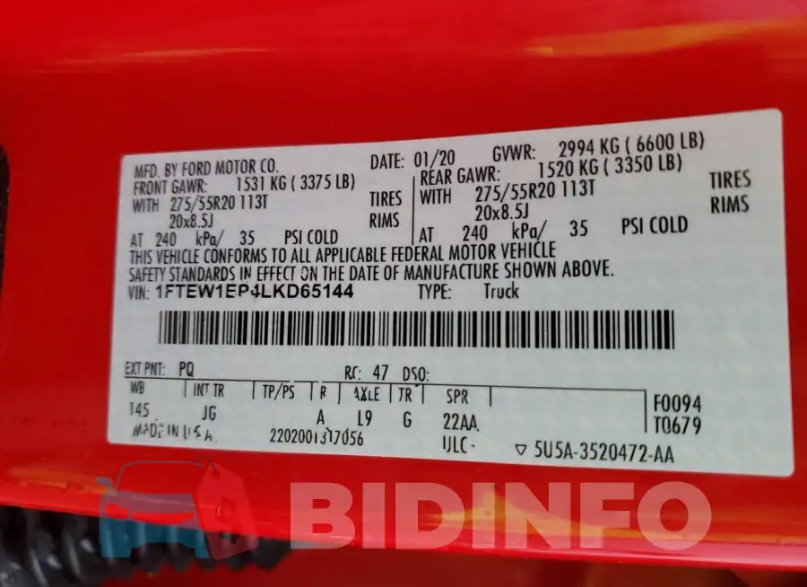 1FTEW1EP4LKD65144 Photo# 12