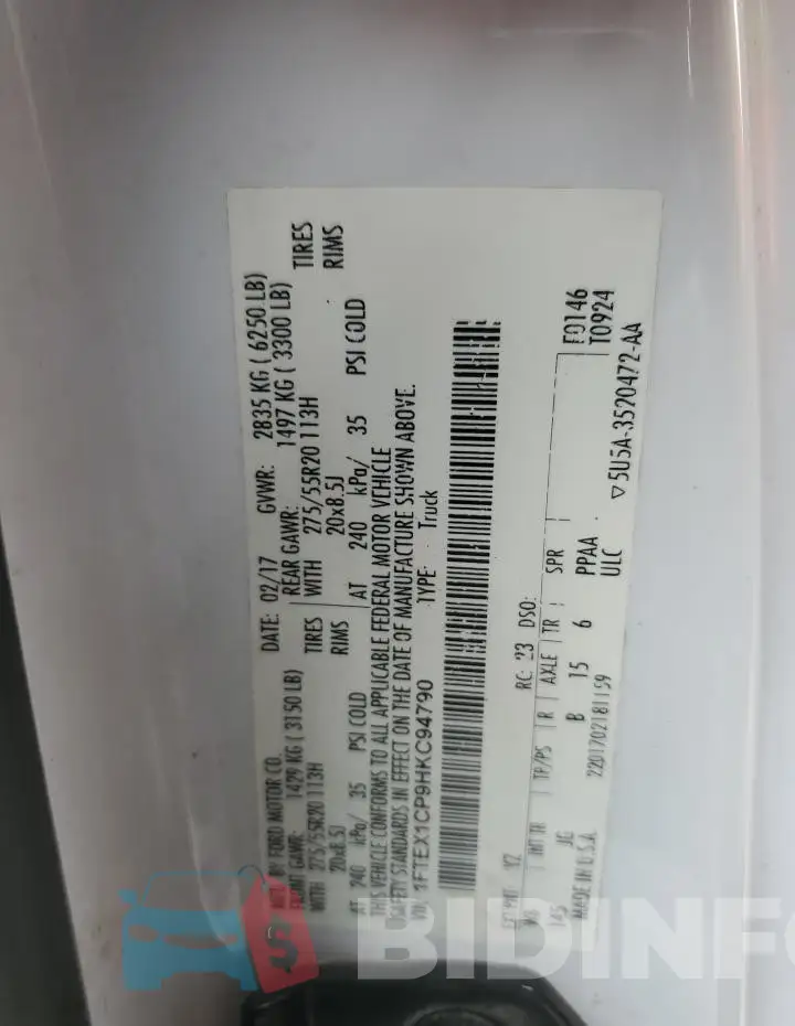 1FTEX1CP9HKC94790 Photo# 12