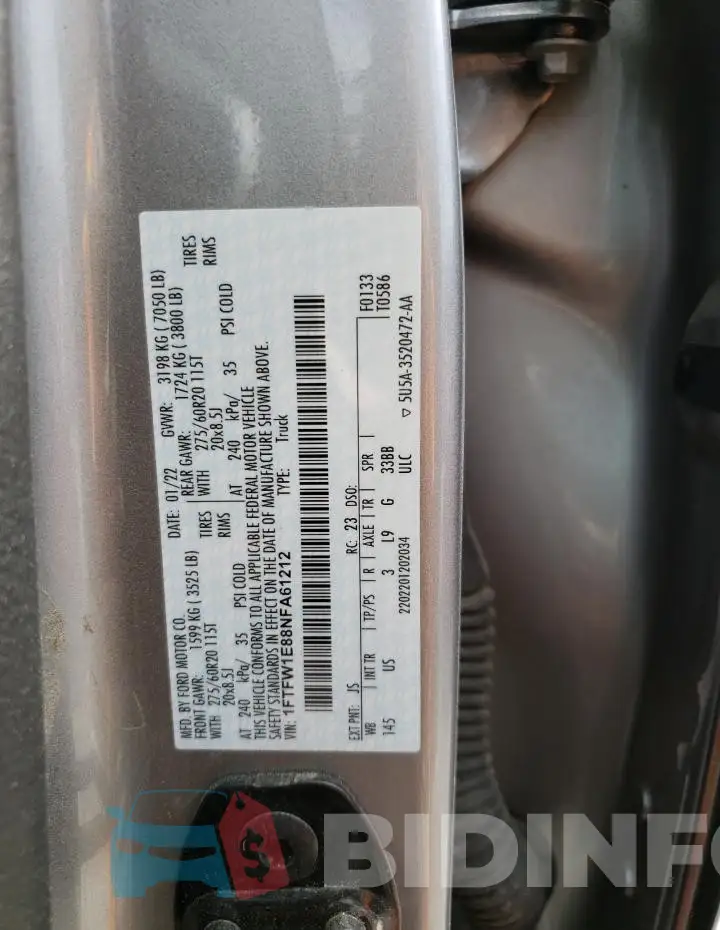 1FTFW1E88NFA61212 Photo# 12