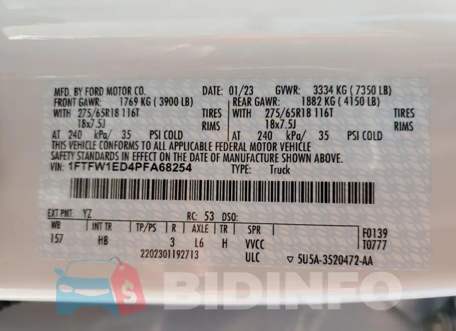 1FTFW1ED4PFA68254 Photo# 12