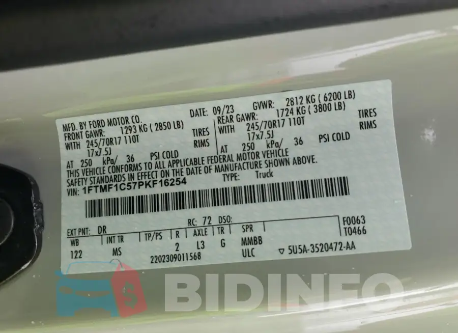 1FTMF1C57PKF16254 Photo# 12