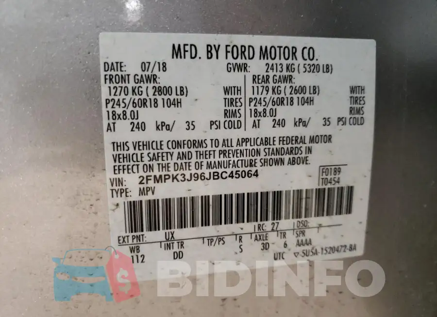 2FMPK3J96JBC45064 Photo# 13