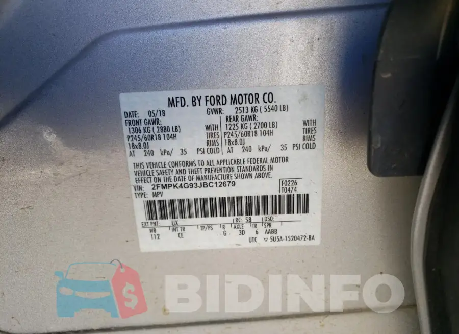 2FMPK4G93JBC12679 Photo# 12