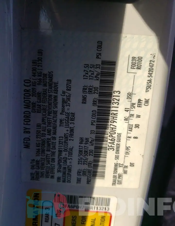 3FA6P0H79HR113213 Photo# 12