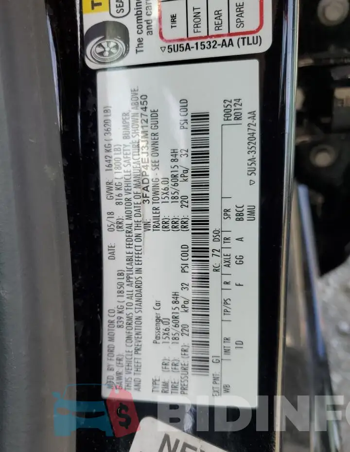 3FADP4EJ3JM127450 Photo# 12