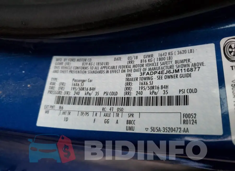 3FADP4EJ6JM116877 Photo# 12