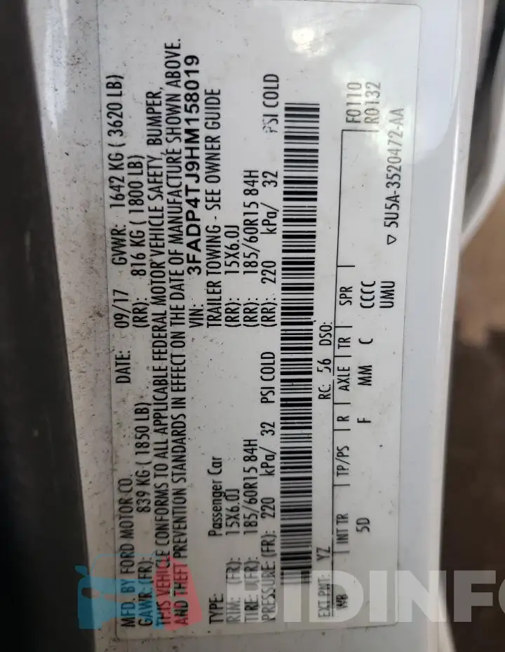 3FADP4TJ9HM158019 Photo# 12