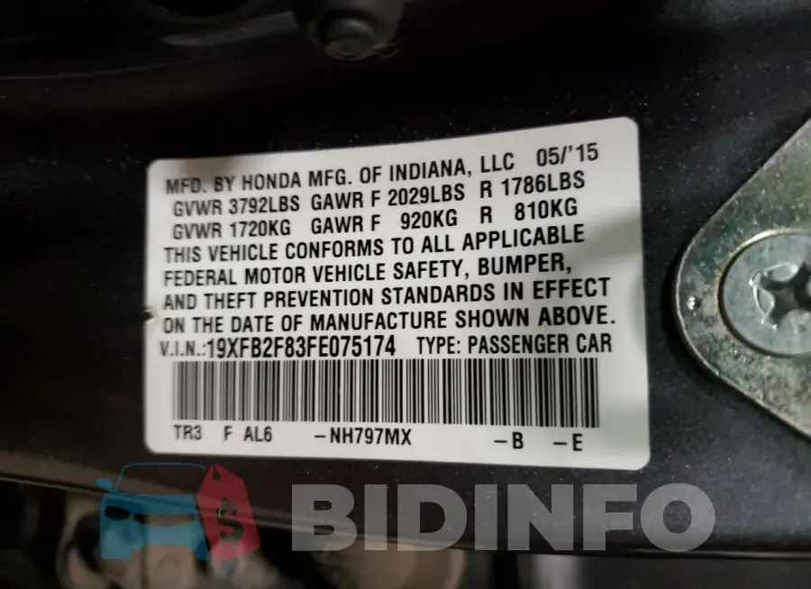 19XFB2F83FE075174 Photo# 13