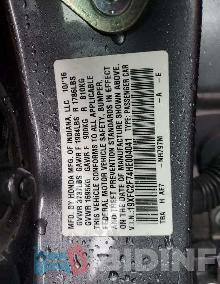 19XFC2F74HE004041 Photo# 13