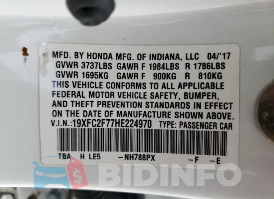 19XFC2F77HE224970 Photo# 12
