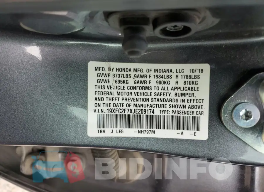 19XFC2F7XJE209174 Photo# 12