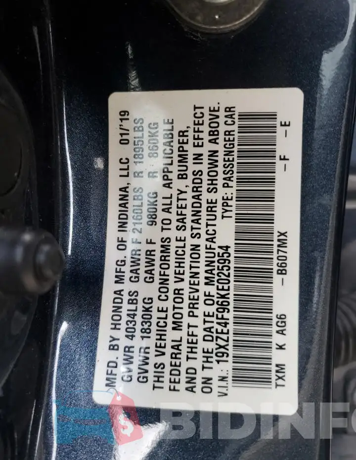 19XZE4F96KE025954 Photo# 12
