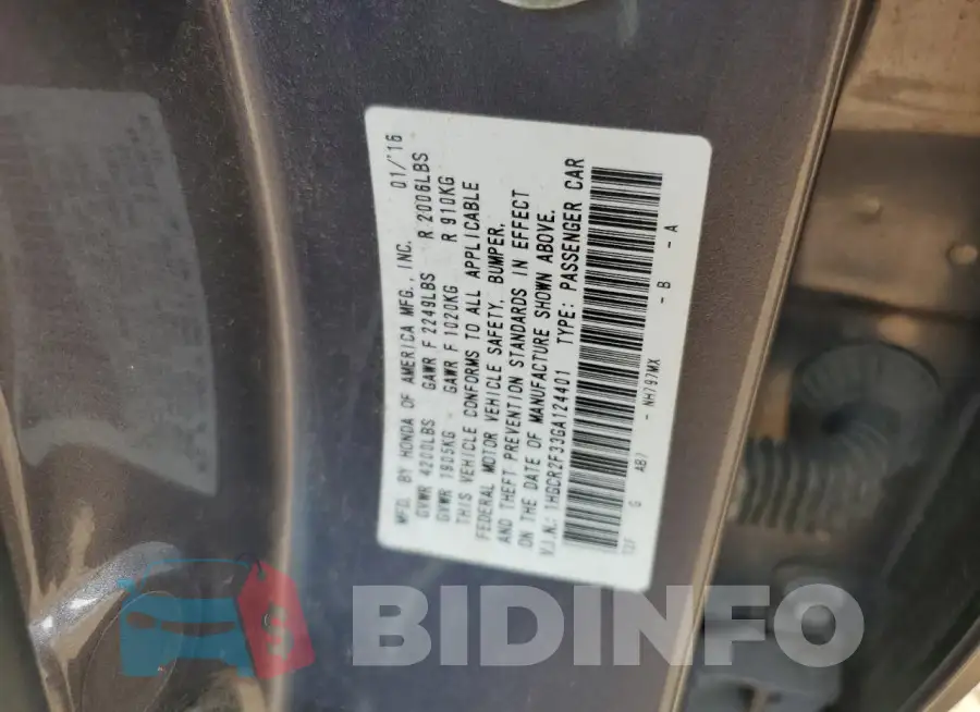 1HGCR2F33GA124401 Photo# 12