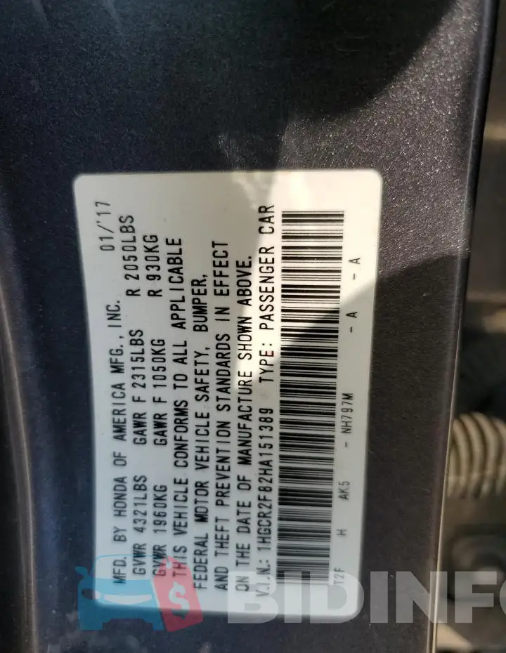1HGCR2F82HA151389 Photo# 12