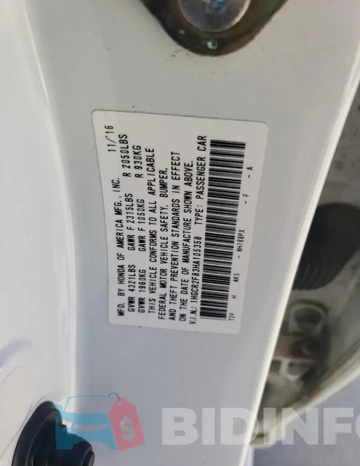 1HGCR2F83HA105358 Photo# 12