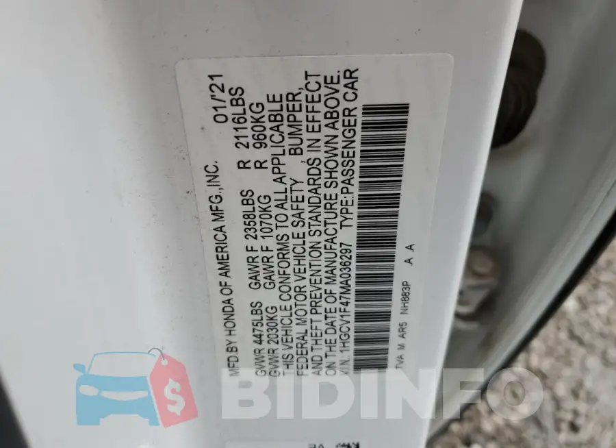1HGCV1F47MA036297 Photo# 12