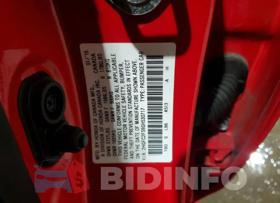 2HGFC2F59GH530717 Photo# 13