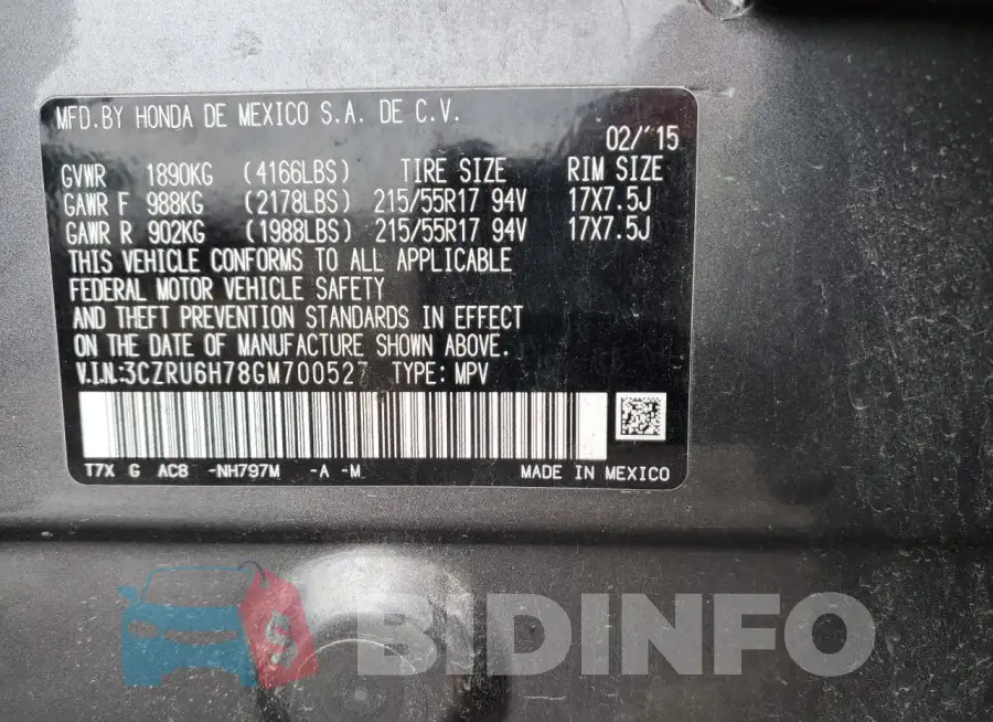 3CZRU6H78GM700527 Photo# 13
