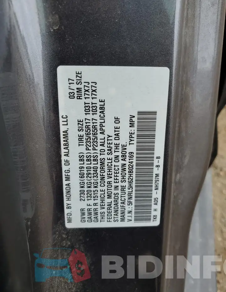 5FNRL5H62HB024169 Photo# 13