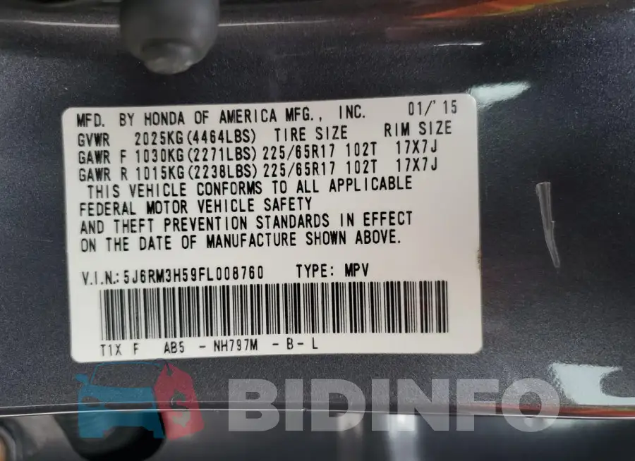 5J6RM3H59FL008760 Photo# 12