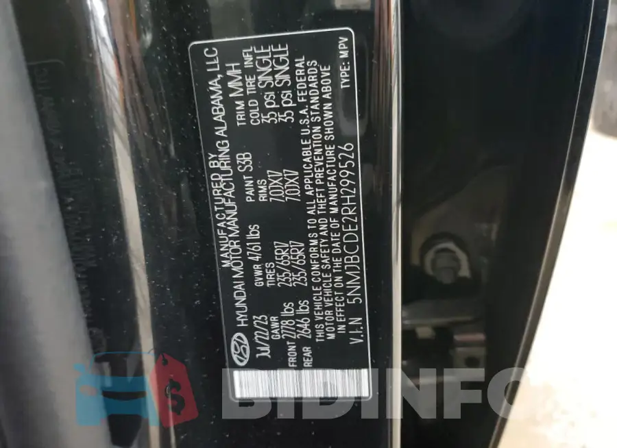 5NMJBCDE2RH299526 Photo# 13
