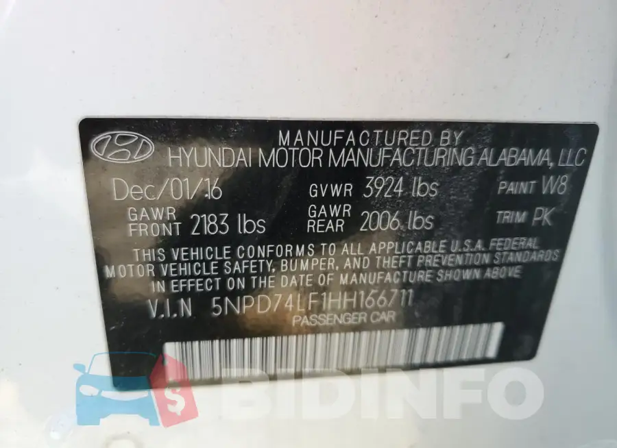 5NPD74LF1HH166711 Photo# 13