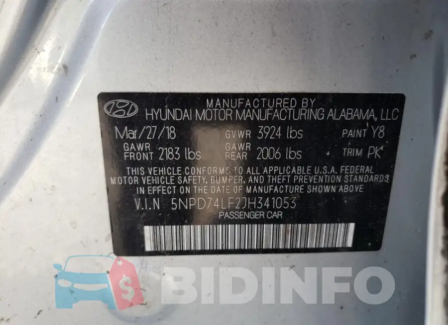 5NPD74LF2JH341053 Photo# 12
