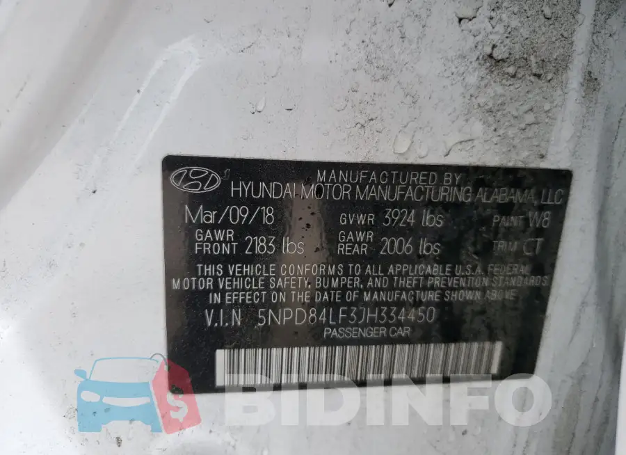 5NPD84LF3JH334450 Photo# 13