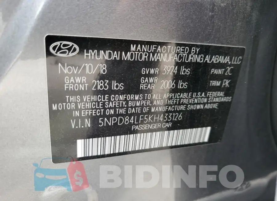 5NPD84LF5KH433126 Photo# 12