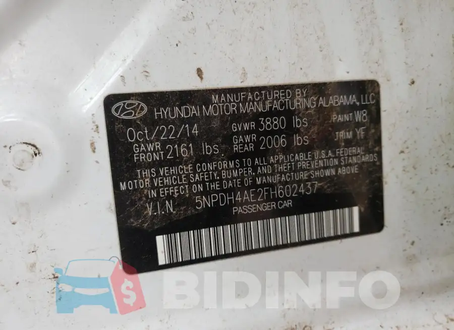 5NPDH4AE2FH602437 Photo# 10