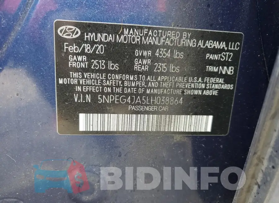 5NPEG4JA5LH038864 Photo# 12