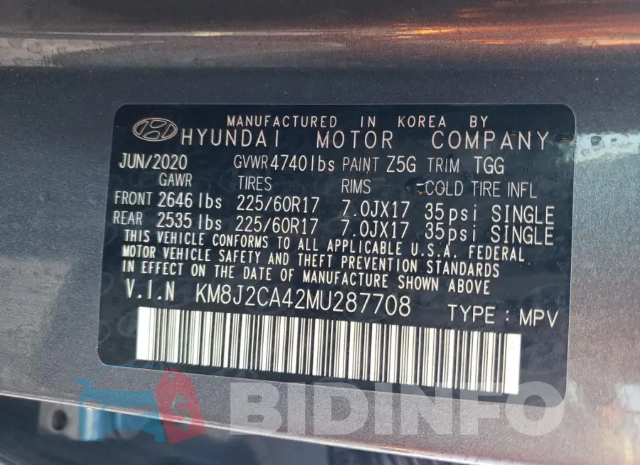 KM8J2CA42MU287708 Photo# 13