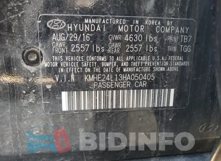 KMHE24L13HA050405 Photo# 12