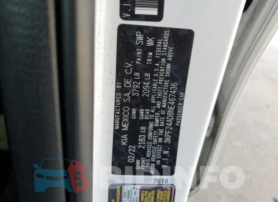 3KPF24AD8NE467436 Photo# 13