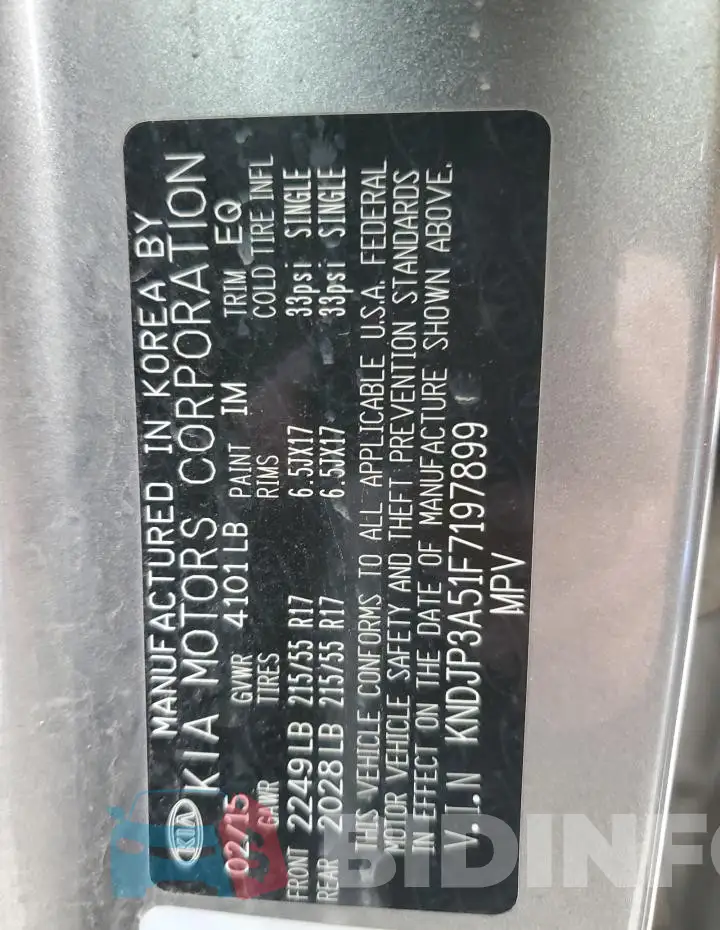 KNDJP3A51F7197899 Photo# 12