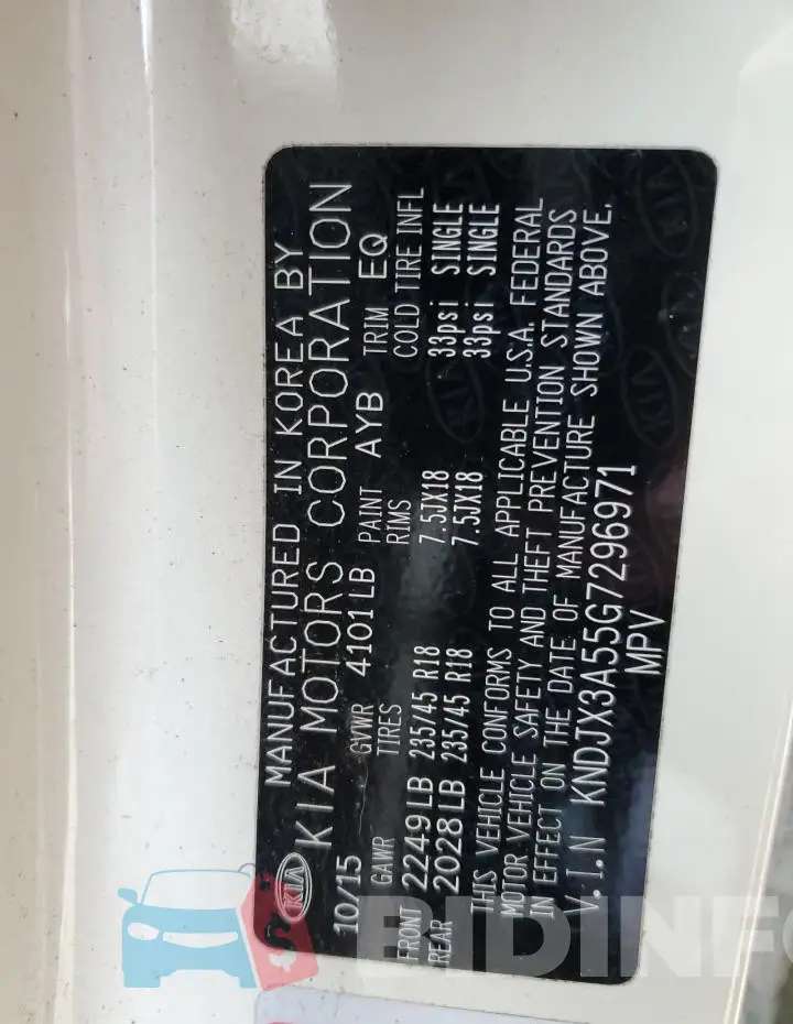KNDJX3A55G7296971 Photo# 13