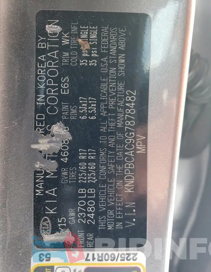 KNDPBCAC9G7878482 Photo# 13