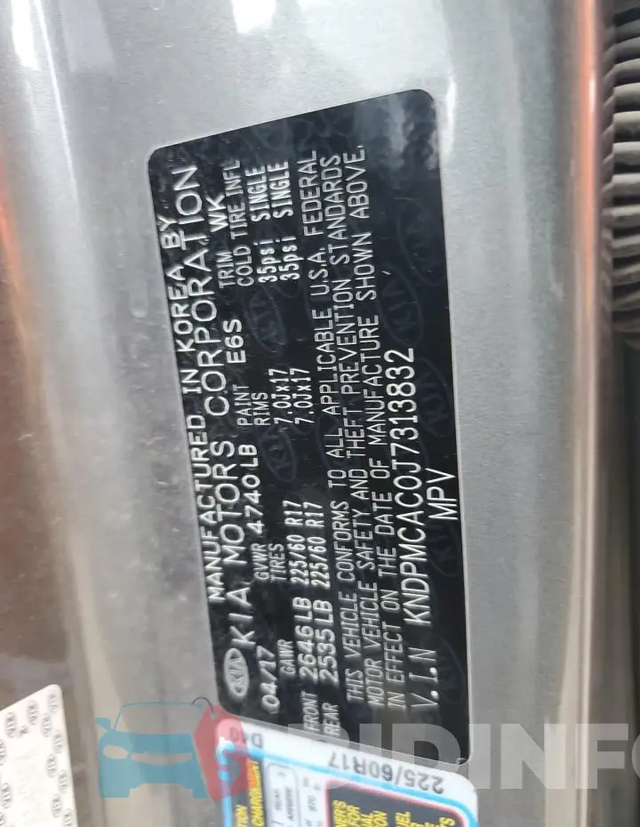 KNDPMCAC0J7313832 Photo# 12