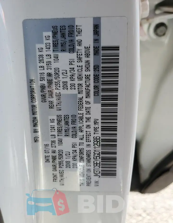 JM3TCBEY5G0112986 Photo# 13
